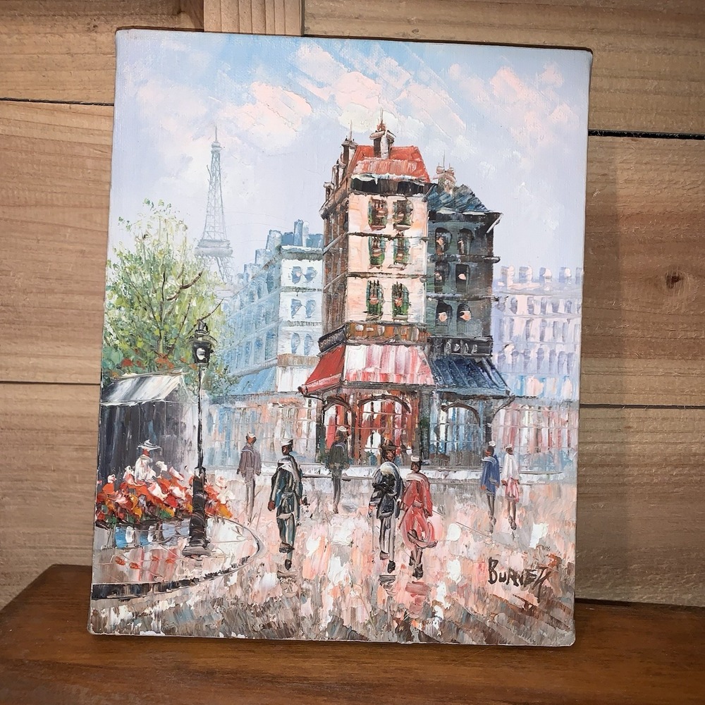 Caroline Burnett (1877-1950) Paris Eiffel on Canvas Original Oil Painting Signed